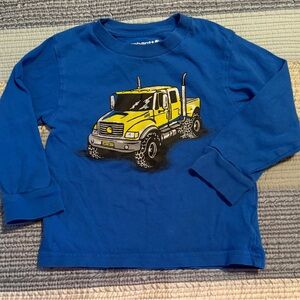 Carhartt Royal Blue Kids Long Sleeve Tee with Yellow Truck Graphic